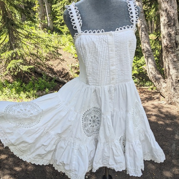Anthropologie Pants - Forever That Girl Adrianna Lace Romper L White Wide Bloomer Shorts Boho Smocked